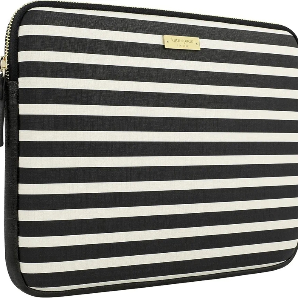 Kate Spade Black and White Striped Laptop/Tablet Sleeve